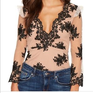 For Love and Lemons amber scallop edge bodysuit
